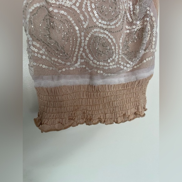 Vintage Bebe White Sequin Beaded Mesh Camisole Top. Size medium. - Picture 2 of 6